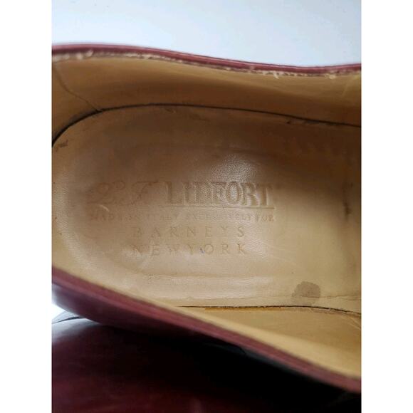 L.F. Lidfort for Barney's Dress Shoes Burgundy Leather Made in Italy US Men's 11 - Picture 9 of 13